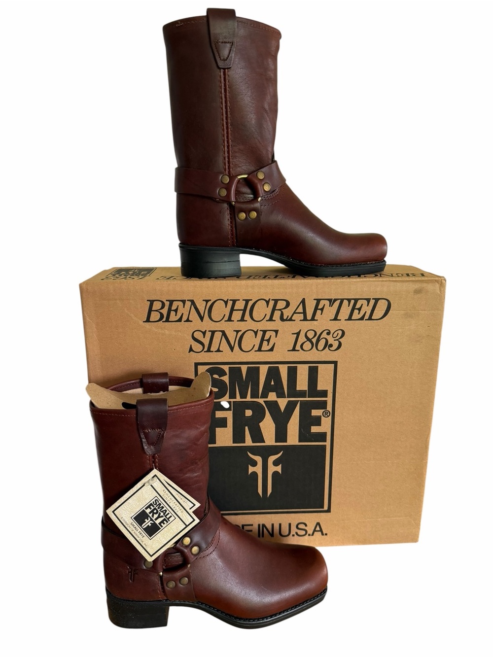 Frye NEW Youth Vintage Small Frye Pull On Harness Boots Size 1 #267053